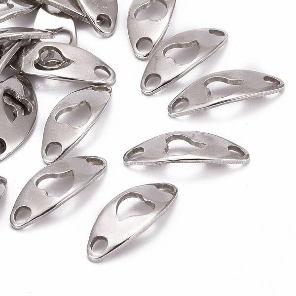 Tarnish Resistant Curved Oval with Heart 201 Stainless Steel Links connectors