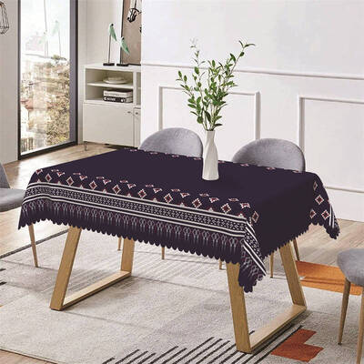 Dark Blue Rhombus Lines Simple Rectangle Tablecloth - Aperturee