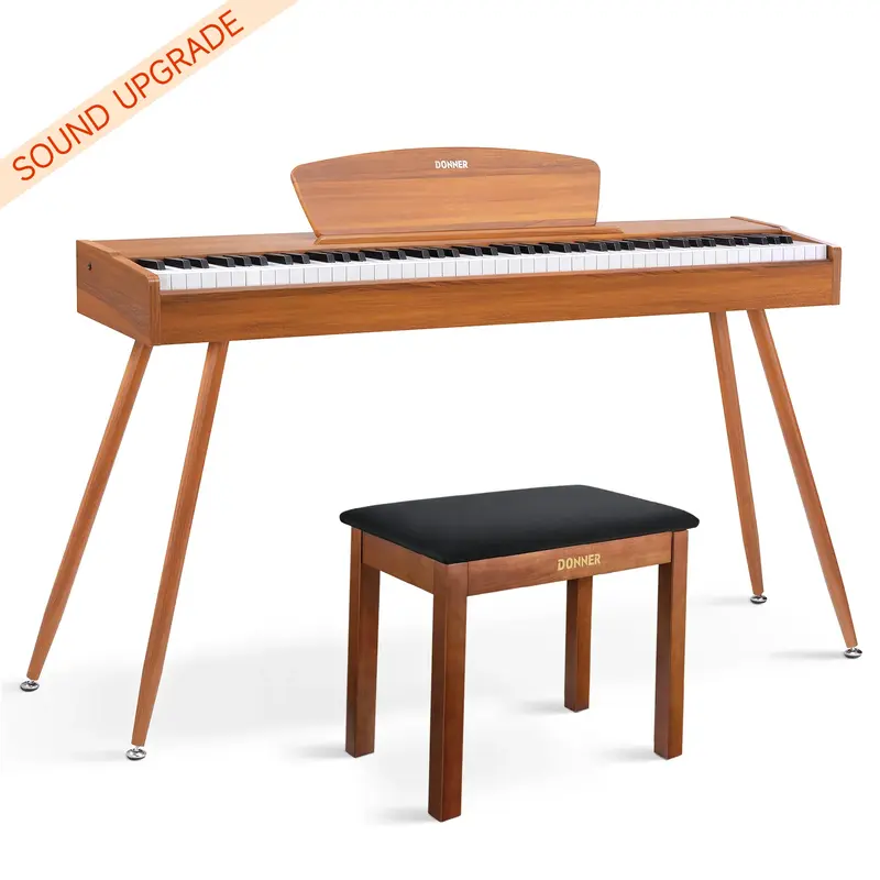 Donner DDP-80 Wooden Digital Piano - Natural Sound Upgrade / Piano+Brown Bench
