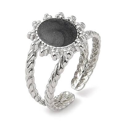304 Stainless Steel Enamel Open Cuff Rings for Women