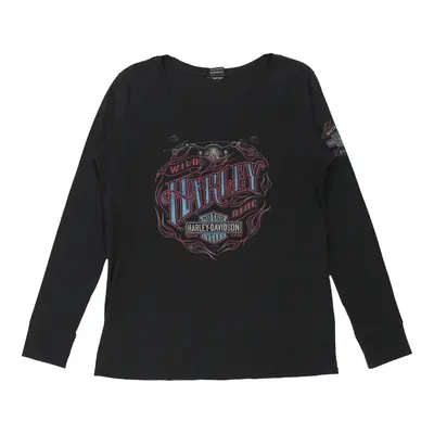 Alberta, Canada Harley Davidson Long Sleeve Top - Medium Black Cotton