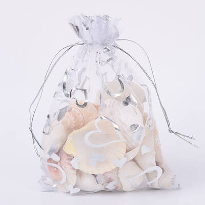 Heart Printed Organza Bags