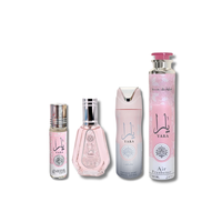 Lattafa Yara 4 Pec Set Yara Eau De Parfum 1.7FL.OZ, Roll On 10ml, Deodoran 200ML & Airfreshner 300ML - Fragrance Set