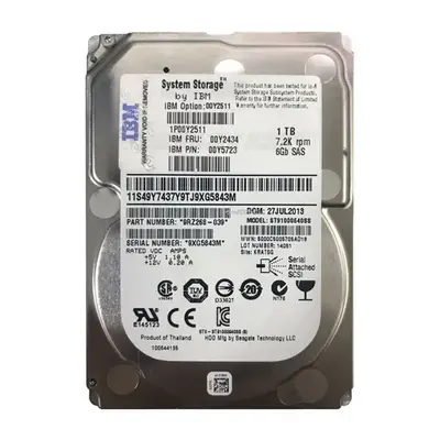 00Y2511 IBM 1TB 6Gb/s SAS 7200 2.5-Inch Hard Drive