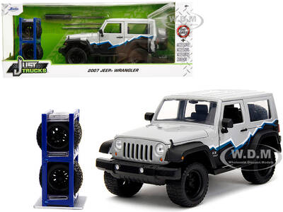 2007 Jeep Wrangler Gray and Black with Blue and White Stripes with Extra Wheels \