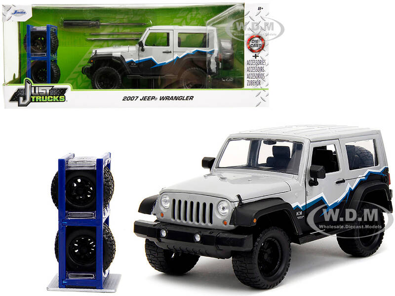 2007 Jeep Wrangler Gray and Black with Blue and White Stripes with Extra Wheels \