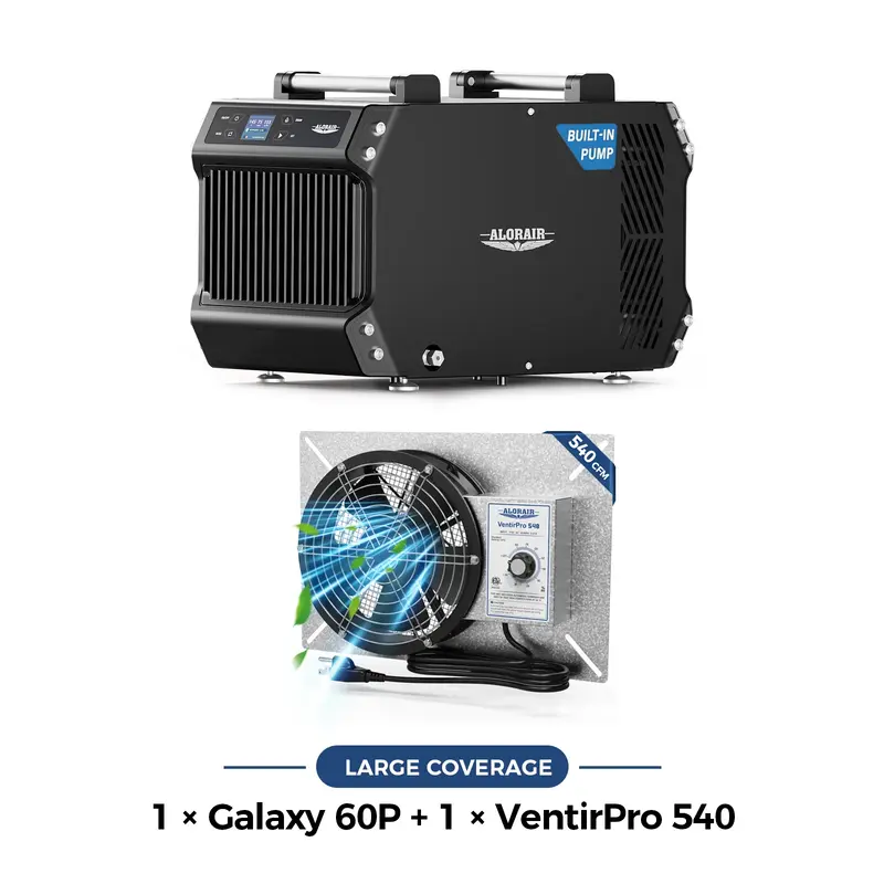 Alorair Combo Package for Large Crawl Spaces, Basements | Galaxy 60P and Ventirpro 540 Fan