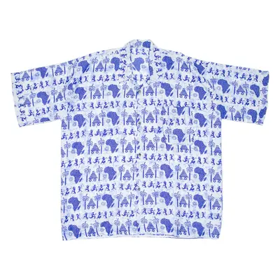 Mens Hawaiian Shirt Blue Crazy Pattern 5XL
