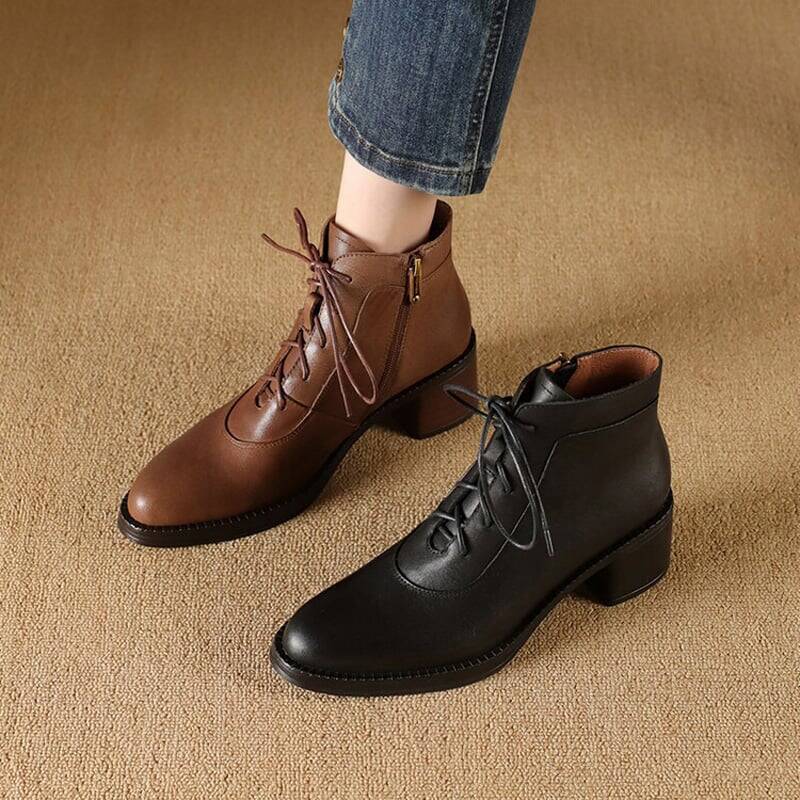 CHIKO Adica Round Toe Block Heels Ankle Boots