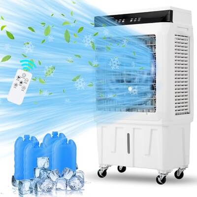 Garvee Evaporative Air Cooler, 1800CFM Swamp Cooler With 8.4 Gallon Water Tank and 4 Ice Packs, 3 Modes & Wind Speeds for Out...