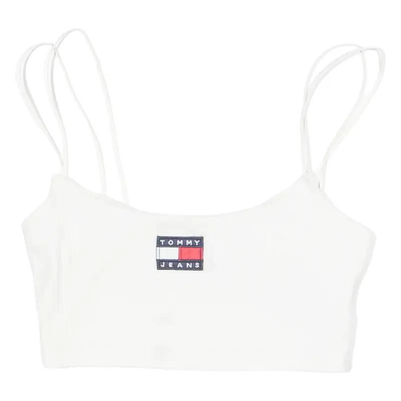 TOMMY HILFIGER Womens Cropped Vest White Sleeveless S