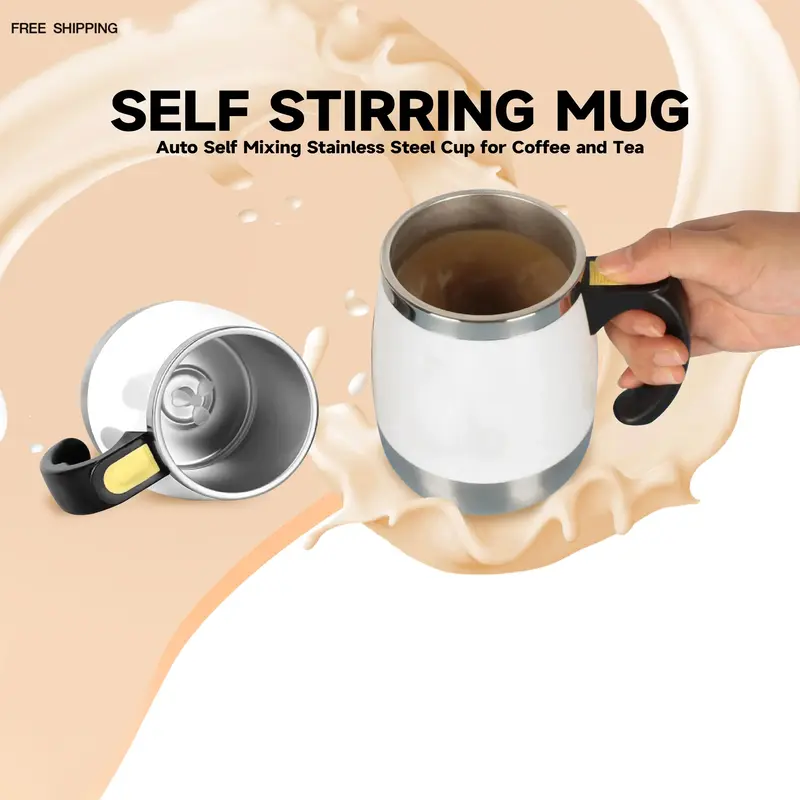 Automatic Stirring Coffee Mug, Auto Electric Stainless Steel Self Mixing Coffee Tumbler, Rotating Home Office Travel Mixing C...