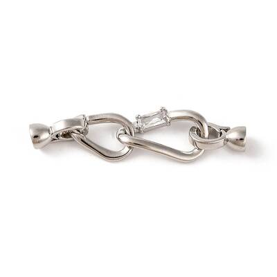 Brass Micro Pave Clear Cubic Zirconia Fold Over Clasps