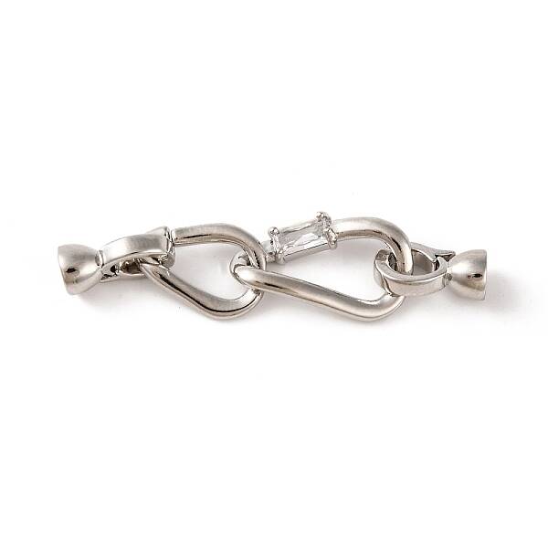 Brass Micro Pave Clear Cubic Zirconia Fold Over Clasps