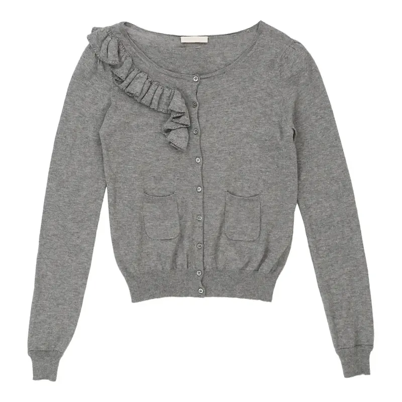 Ermanno Scervino Cardigan - Large Grey Cotton | Size: large