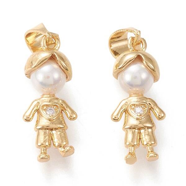 Brass Micro Pave Clear Cubic Zirconia Pendants