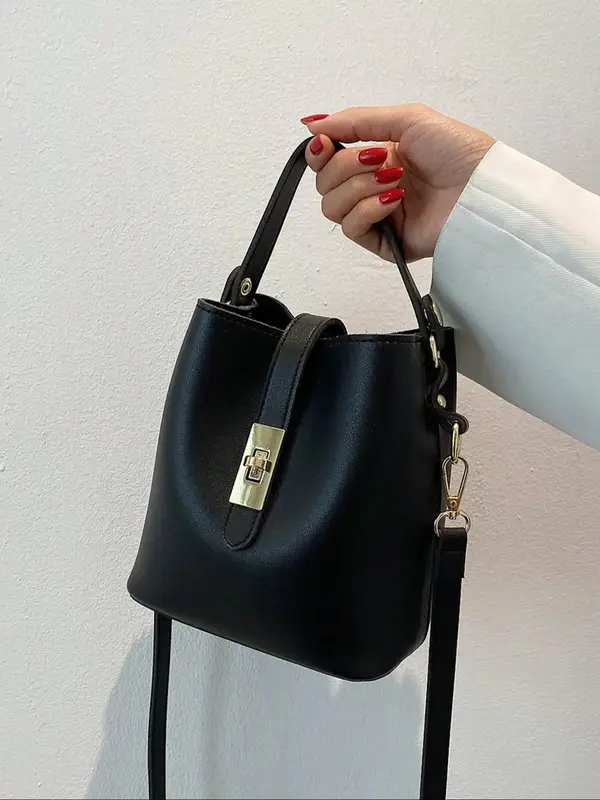 Women's Simple Style Solid Color Handbag & Crossbody Bag with Adjustable Strap, Fashionable Casual Handbag for Women & Girls ...