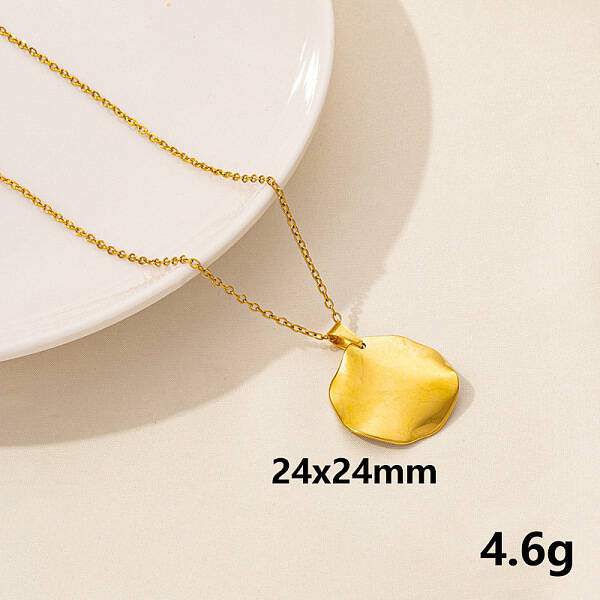 Stainless Steel Flat Round Pendant Necklaces