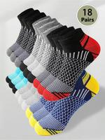Men's Patchwork Honeycomb Print Ankle Socks, Summer Clothes, Breathable Comfortable Socks for Daily Wear, Athletic Running So...