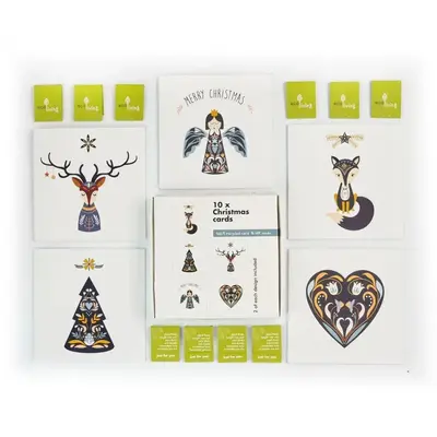 10 Recycled Christmas Cards - 10 Trees Planted (FSC ) | Style: Scandinavian Folk