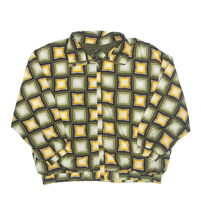 SHANNA SPORTS Jacket Green 90s Crazy Pattern Womens 2XL