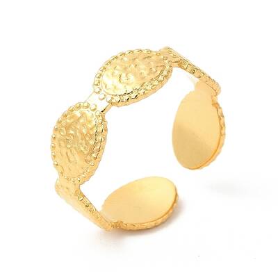 Ion Plating(IP) 304 Stainless Steel Oval Open Cuff Ring for Women