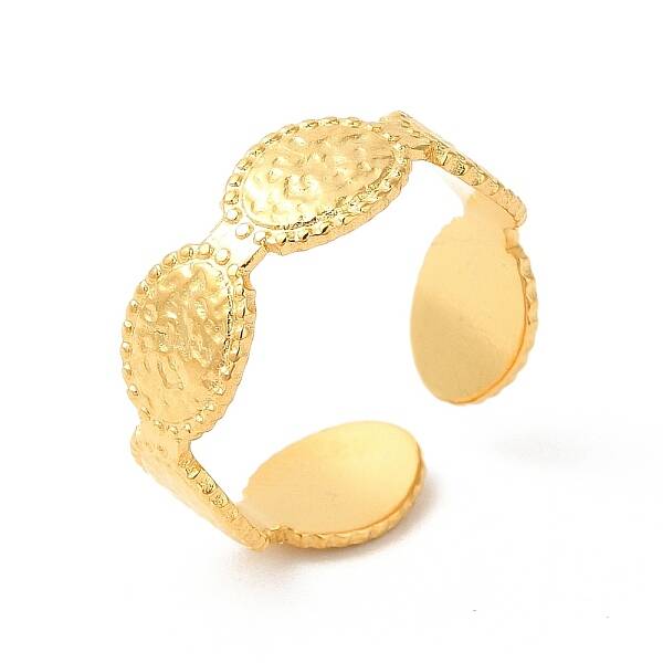 Ion Plating(IP) 304 Stainless Steel Oval Open Cuff Ring for Women