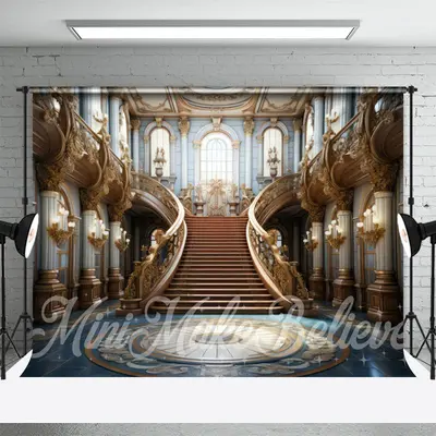 Retro Bronzer Palace Stairs Architecture Backdrop - Aperturee
