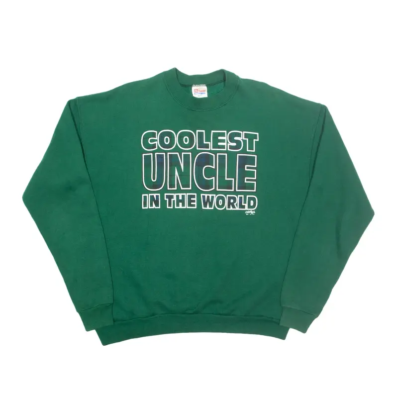HANES Coolest Uncle In The World Mens Sweatshirt Green XL