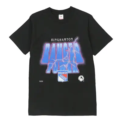Single Stitch Binghamton Rangers. Fruit Of The Loom Graphic T-Shirt - Small Black Cotton