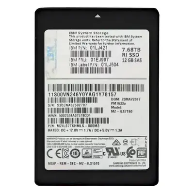 01EJ997 IBM 7.68TB SAS 12Gb/s Read Intensive 2.5-inch Solid State Drive