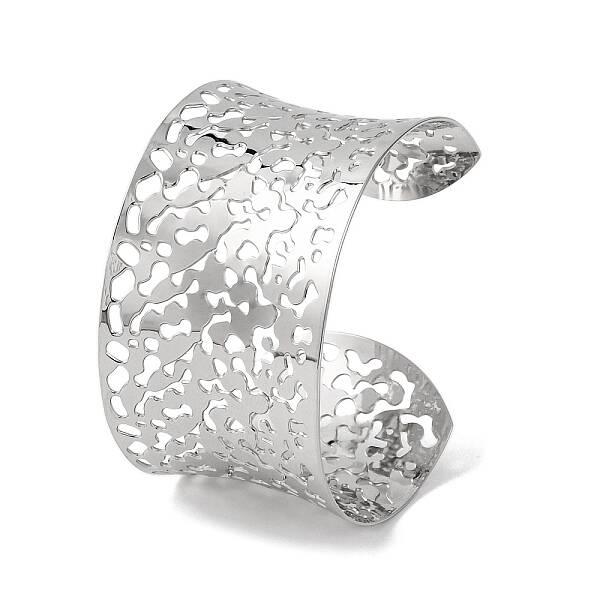 Hollow Wide 304 Stainless Steel Cuff Bangles for Women