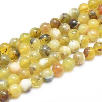 Natural Yellow Opal Round Bead Strands