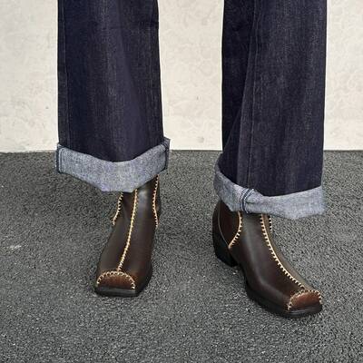 CHIKO Lucine Square Toe Block Heels Ankle Boots