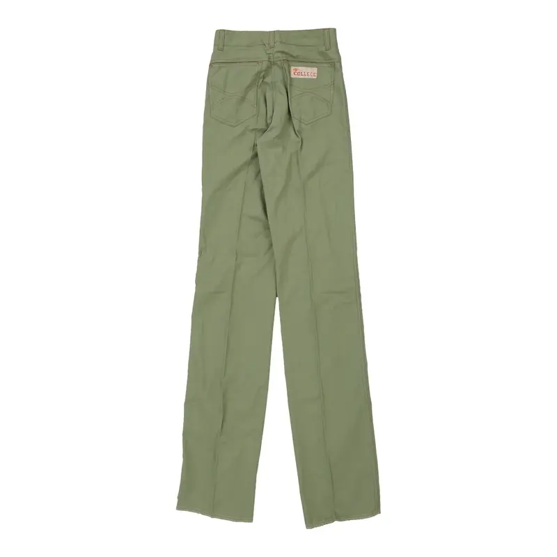 College Trousers - 25W 37L Green Cotton