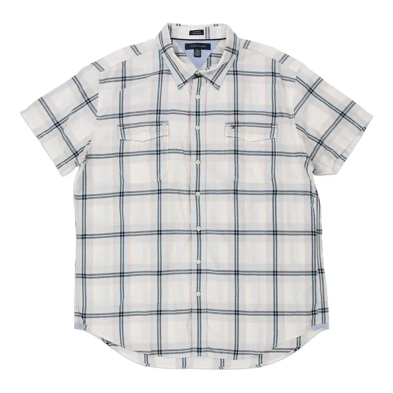 Tommy Hilfiger Checked Short Sleeve Shirt - 2XL White Cotton