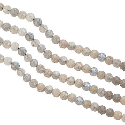 Faceted Round Natural Labradorite Bead Strands