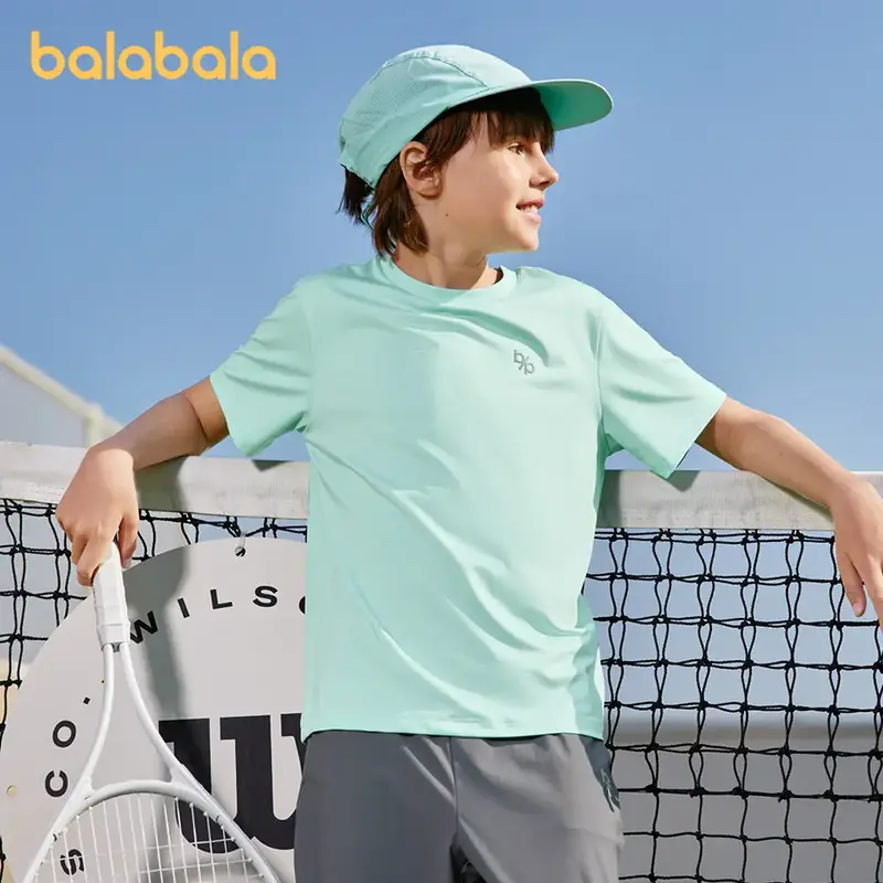 Balabala children's short-sleeved T-shirt 2025 new summer boys' tops comfortable soft quick-drying T plain color