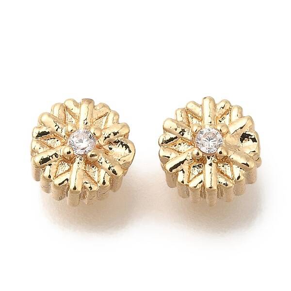 Brass Micro Pave Cubic Zirconia Beads