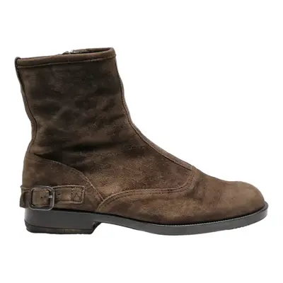 HOGAN Biker Boots Brown Leather Mens UK 7.5