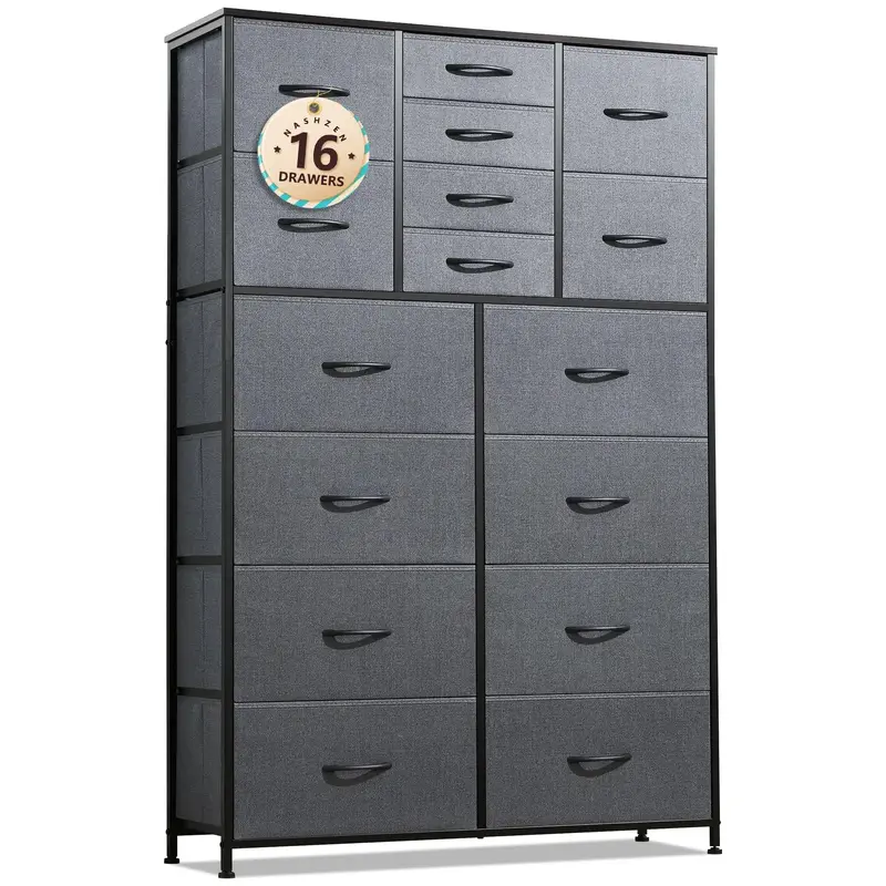 【Deal Today 】Dresser for Bedroom with Drawers, Tall Fabric Chest of Drawers Storage Organizer with Steel Frame, Wood Top ...