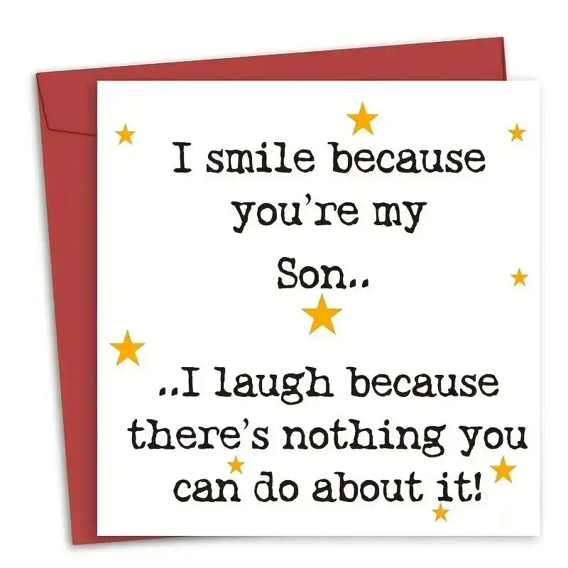 Birthday Card with Envelope, 1 Count to My Son Birthday Card from Mom & Dad, Funny Greeting Card for Son