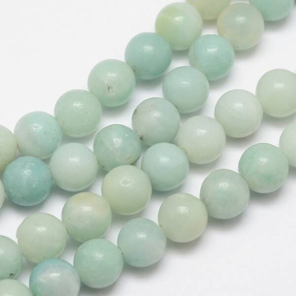 Round Natural Amazonite Bead Strands