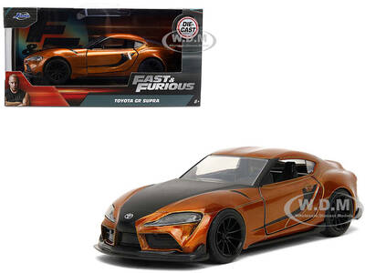 2020 Toyota Supra Orange Metallic with Black Stripes F9 (2021) Movie Fast & Furious Series 1/32 Diecast Model Car by Jada