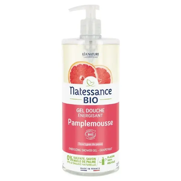 Natessance - Energisant Gel Douche - Organic Pamplemousse 1L