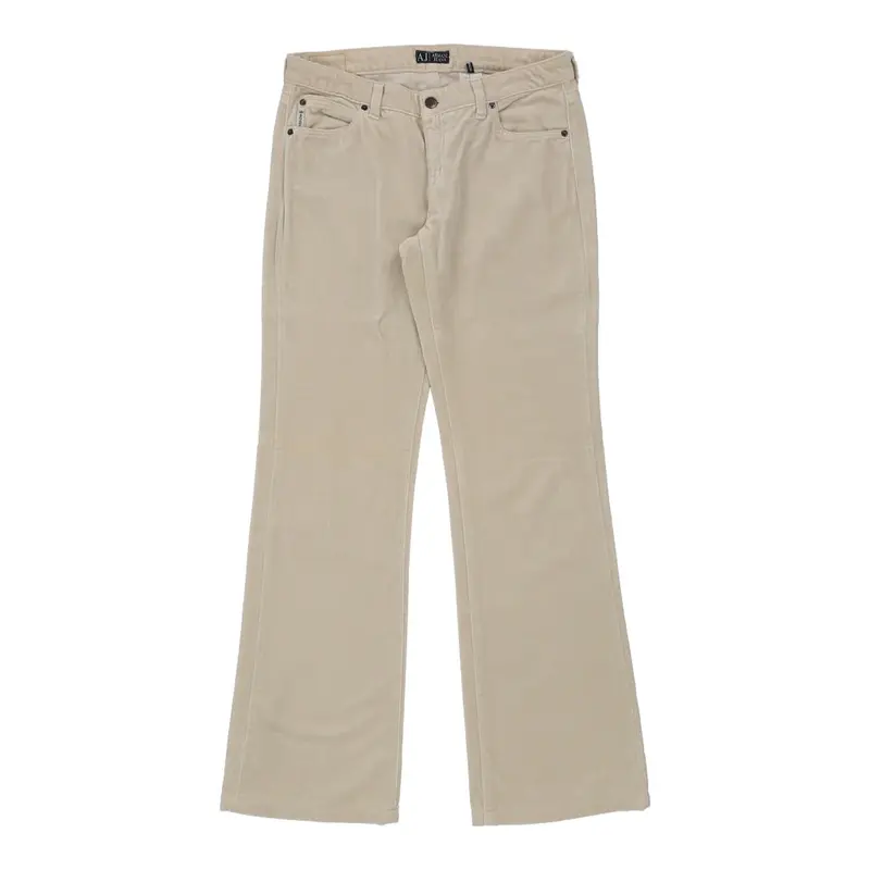Armani Jeans Flared Trousers - 31W UK 10 Cream Cotton | Size: UK 10