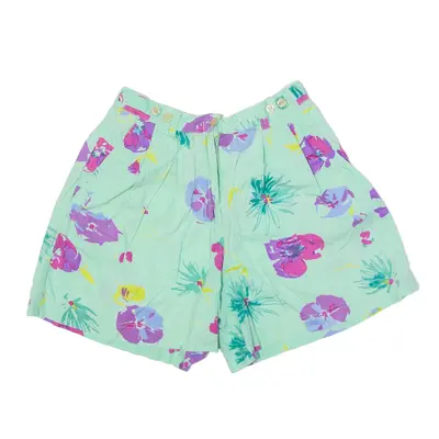 Casual Shorts Green 90s Relaxed Floral Womens XS W26