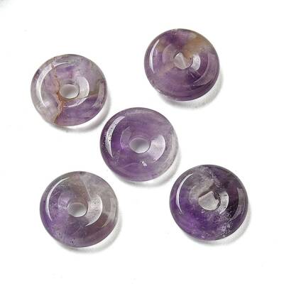 Natural Amethyst Donut/Pi Disc Charms