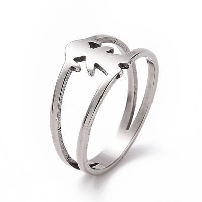 Non-Tarnish 201 Stainless Steel Girl Shape Finger Ring