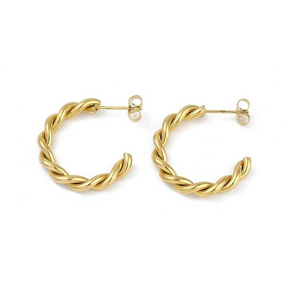 PVD Vacuum Plating 201 Stainless Steel Twist Stud Earrings for Women